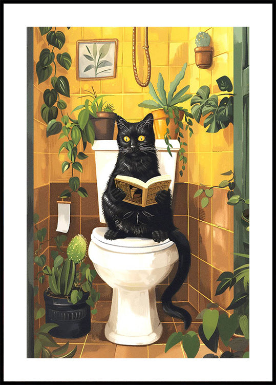 Katze auf Toilette Poster - Posterbox.dk