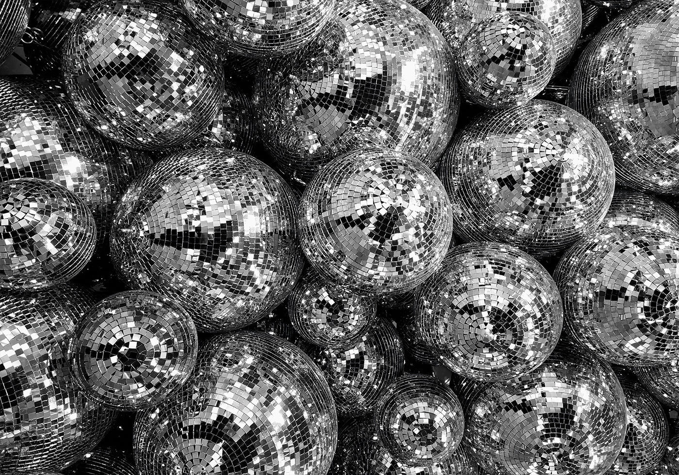 Discokugeln in Schwarz-Weiß-Poster - Posterbox.dk