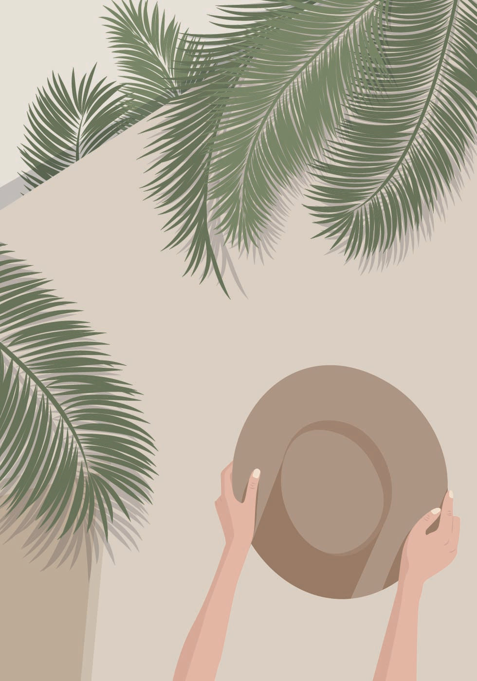 Enjoy the Moment 1, Tropical Palms and Summer Hat  Plakat - Posterbox