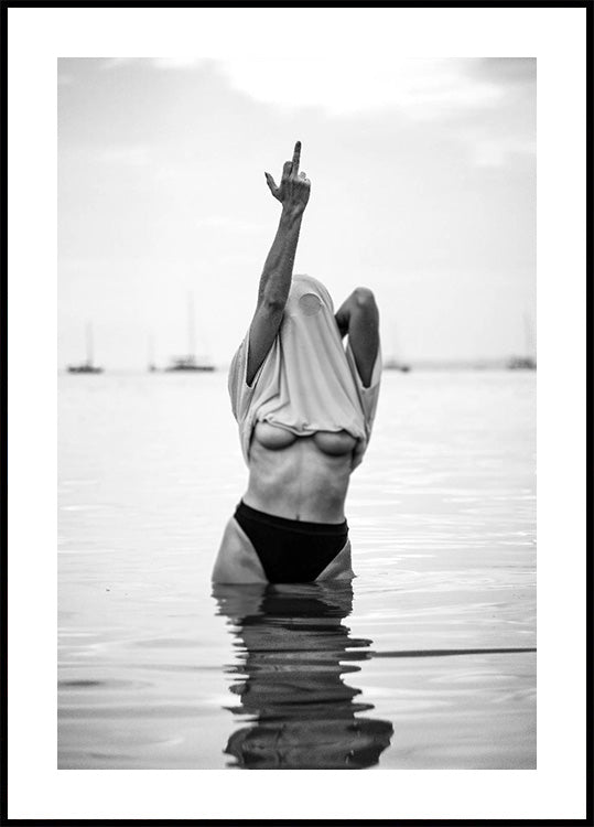 Feministisches Mittelfinger-BW-Poster - Posterbox.dk