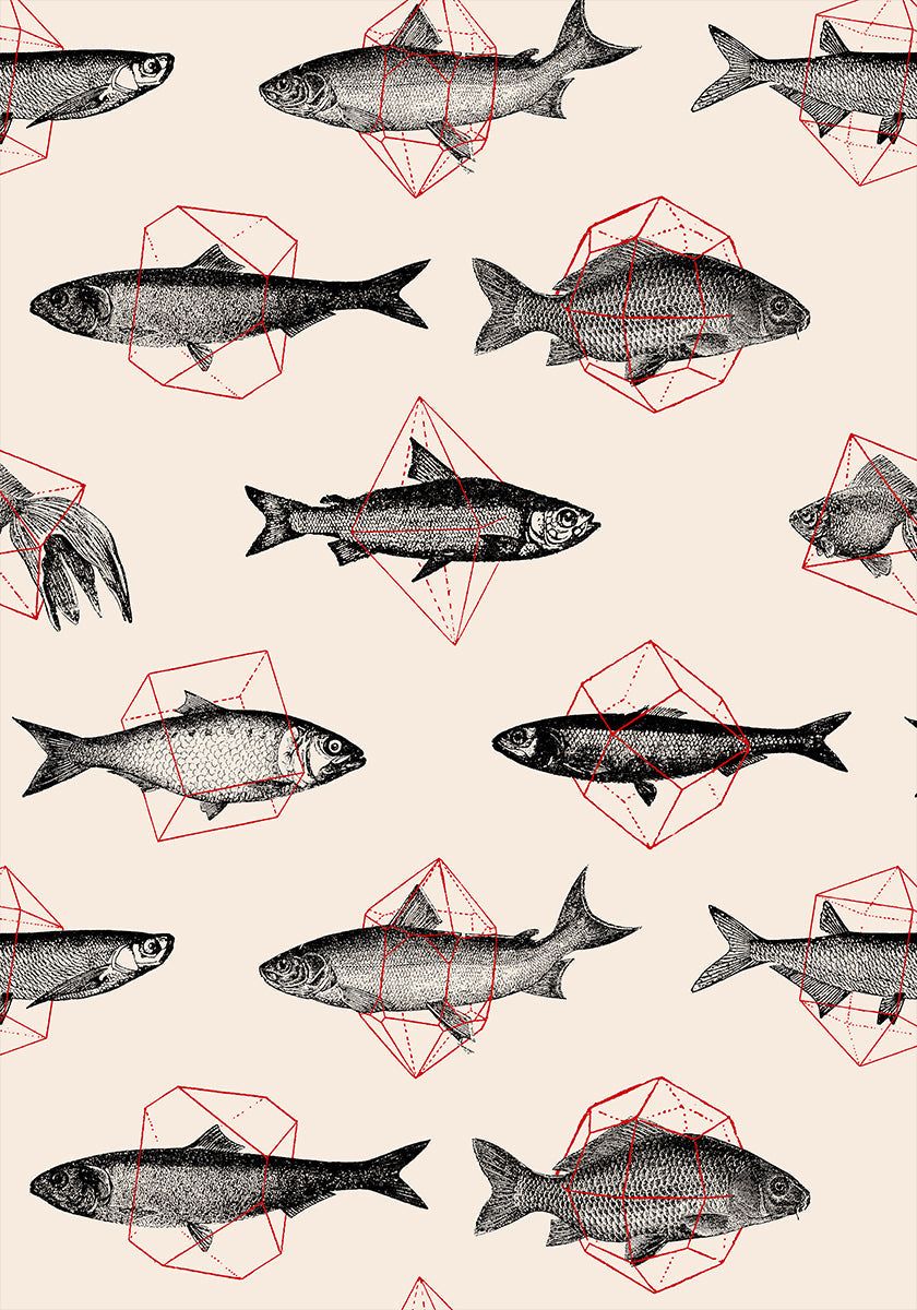 Fishes In Geometrics Nº4 Plakat - Posterbox