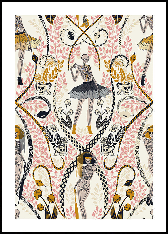 Gothic fashionista antique white pattern Plakat - Posterbox