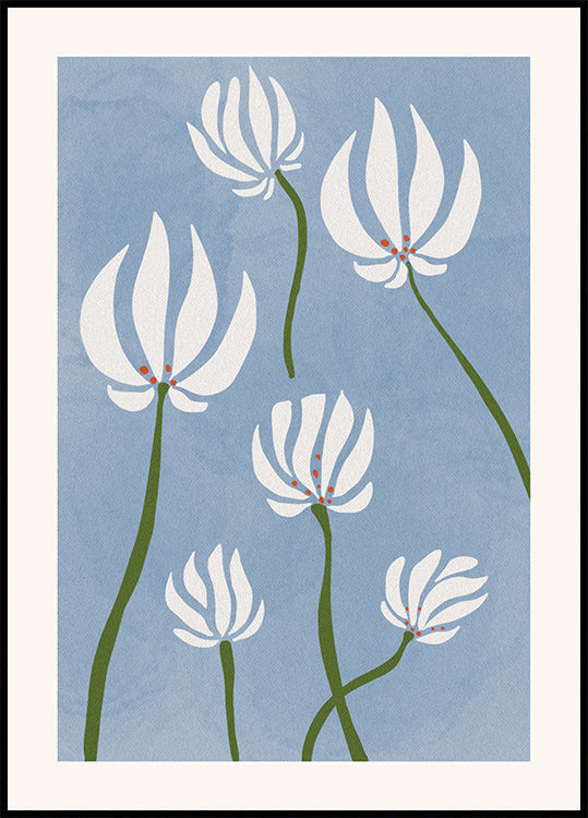 Poster mit weißen Blumen - Posterbox.dk