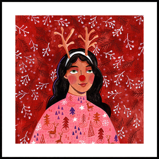 Modern abstract Christmas portrait woman Plakat - Posterbox