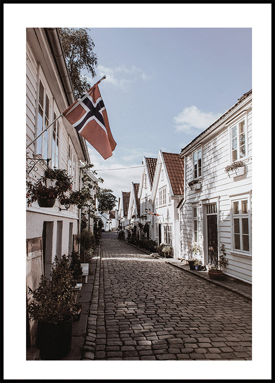 Gemütliche Straße in Norwegen Poster - Posterbox.dk