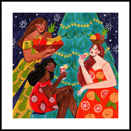 Festive Christmas fruit women Poster - Posterbox