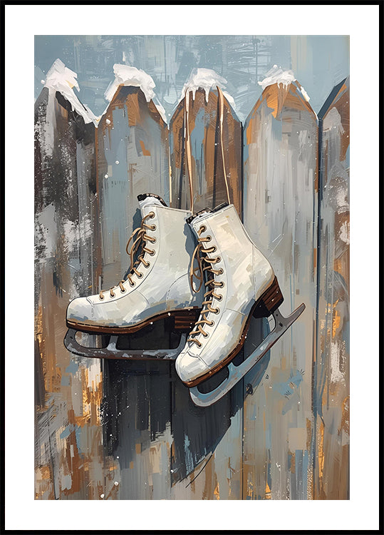 Schlittschuhe am Zaun Plakat - Posterbox
