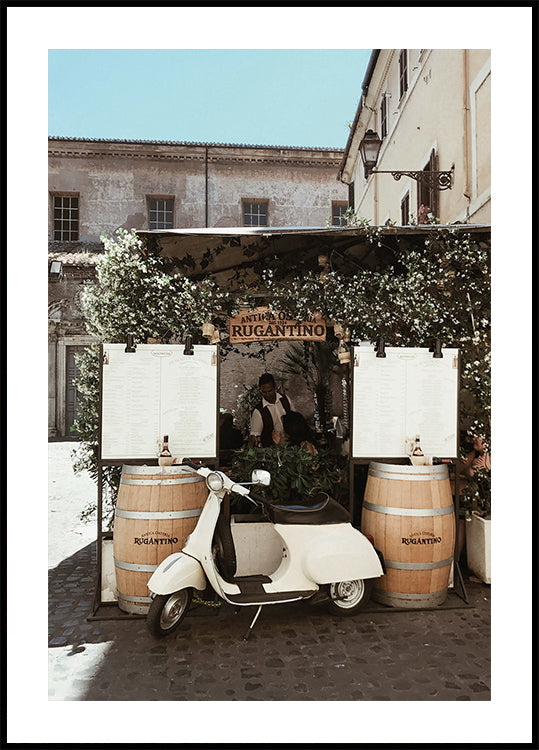 Weißes italienisches Vespa-Poster - Posterbox.dk