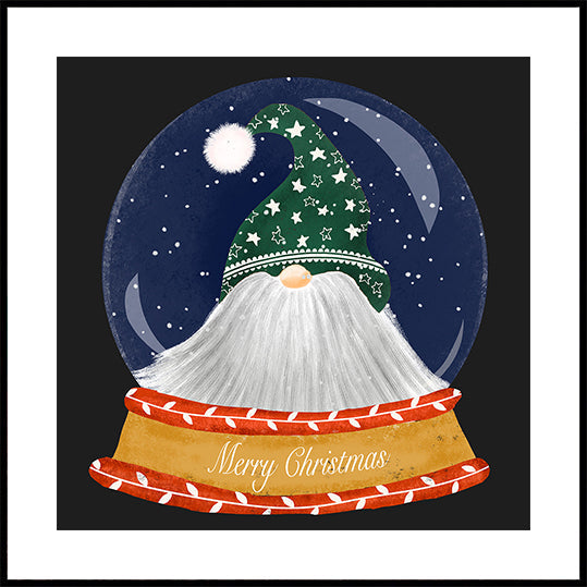 Christmas Santa Gnome Snow Globe - Merry Christmas Plakat - Posterbox