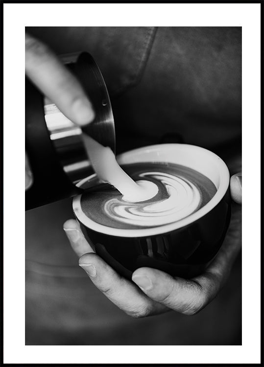 Poster „Barista bereitet Latte-Kaffee zu“ – Posterbox.dk
