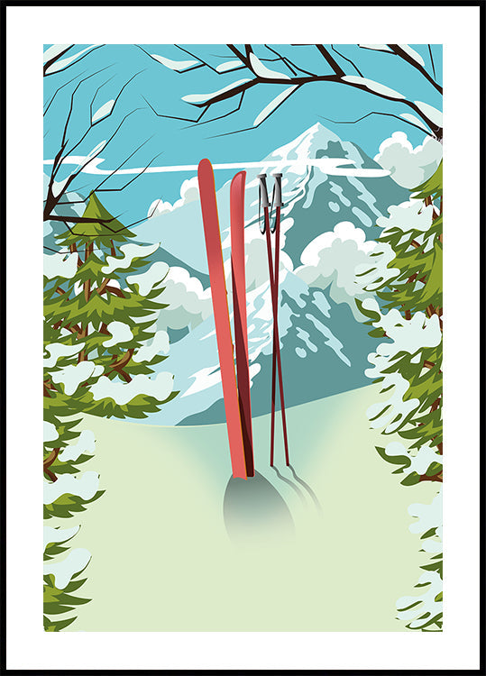Mountain Top Skiing Plakat - Posterbox