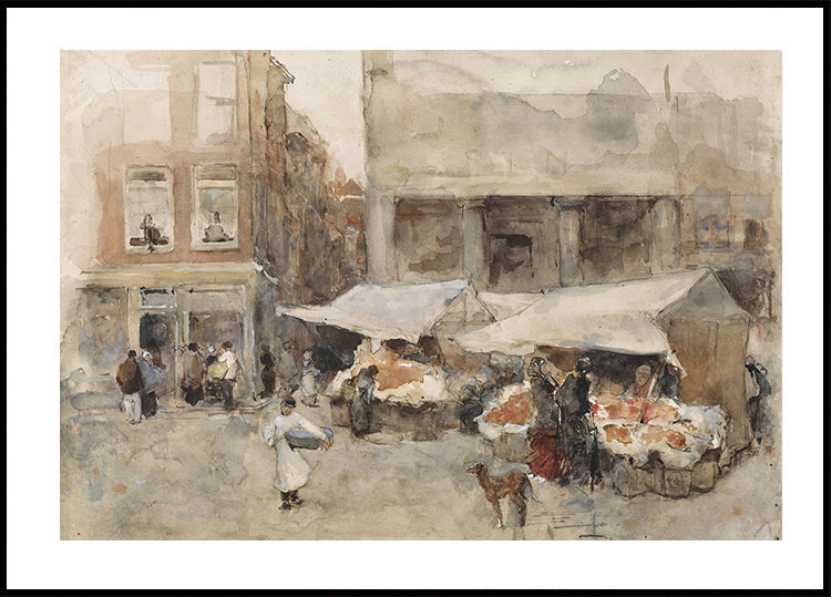 Markt Met Bloemenstalletjes von Floris Arntzenius Poster - Posterbox.dk