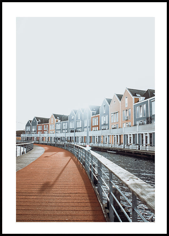 Bunte Häuser am Rietplas in Houten Poster - Posterbox.dk