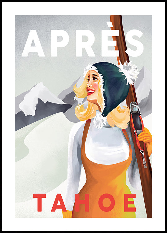 Apres Ski Lake Tahoe Vintage Pin Up Art Plakat - Posterbox