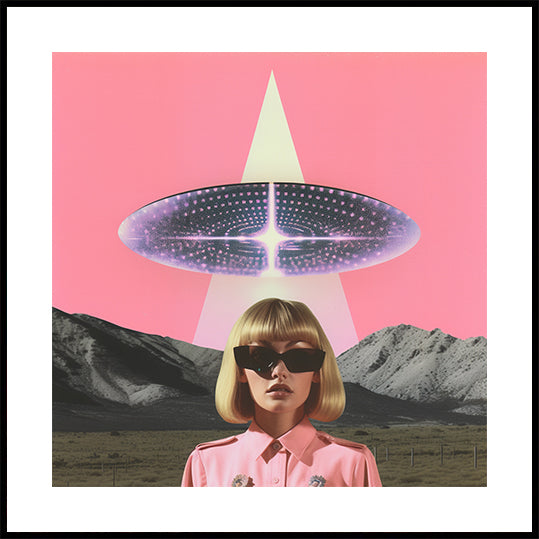 A Woman Standing Beneath a UFO Plakat - Posterbox