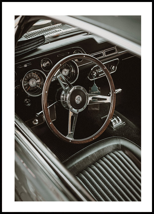 Vintage-Auto-Lenkrad-Poster - Posterbox.dk