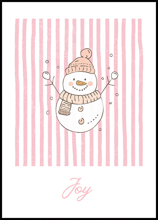 Snowman Joy - Pink Stripes Plakat - Posterbox