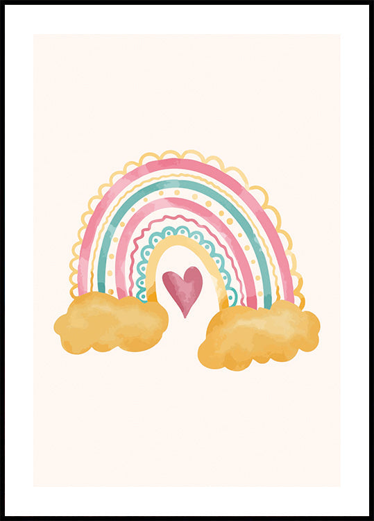 Buntes Regenbogen- und Herz-Design-Poster - Posterbox.dk