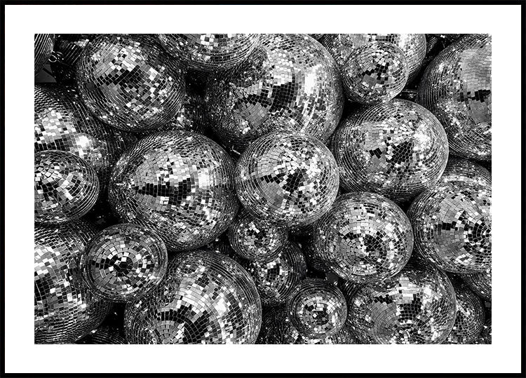 Discokugeln in Schwarz-Weiß-Poster - Posterbox.dk