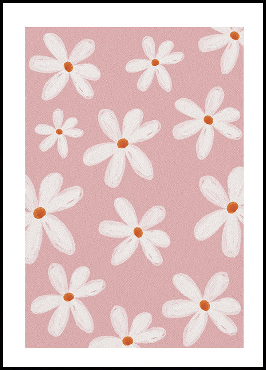 Poster mit kleinen weißen Blumen - Posterbox.dk