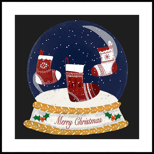 Christmas Stocking Snow Globe - Merry Christmas Plakat - Posterbox