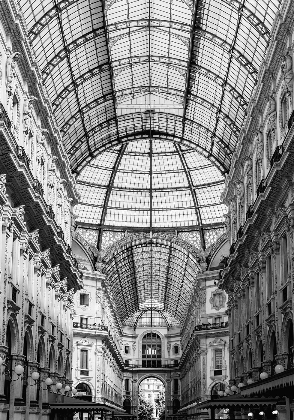Galleria Vittorio Emanuele II Milan Black & White Plakat - Posterbox