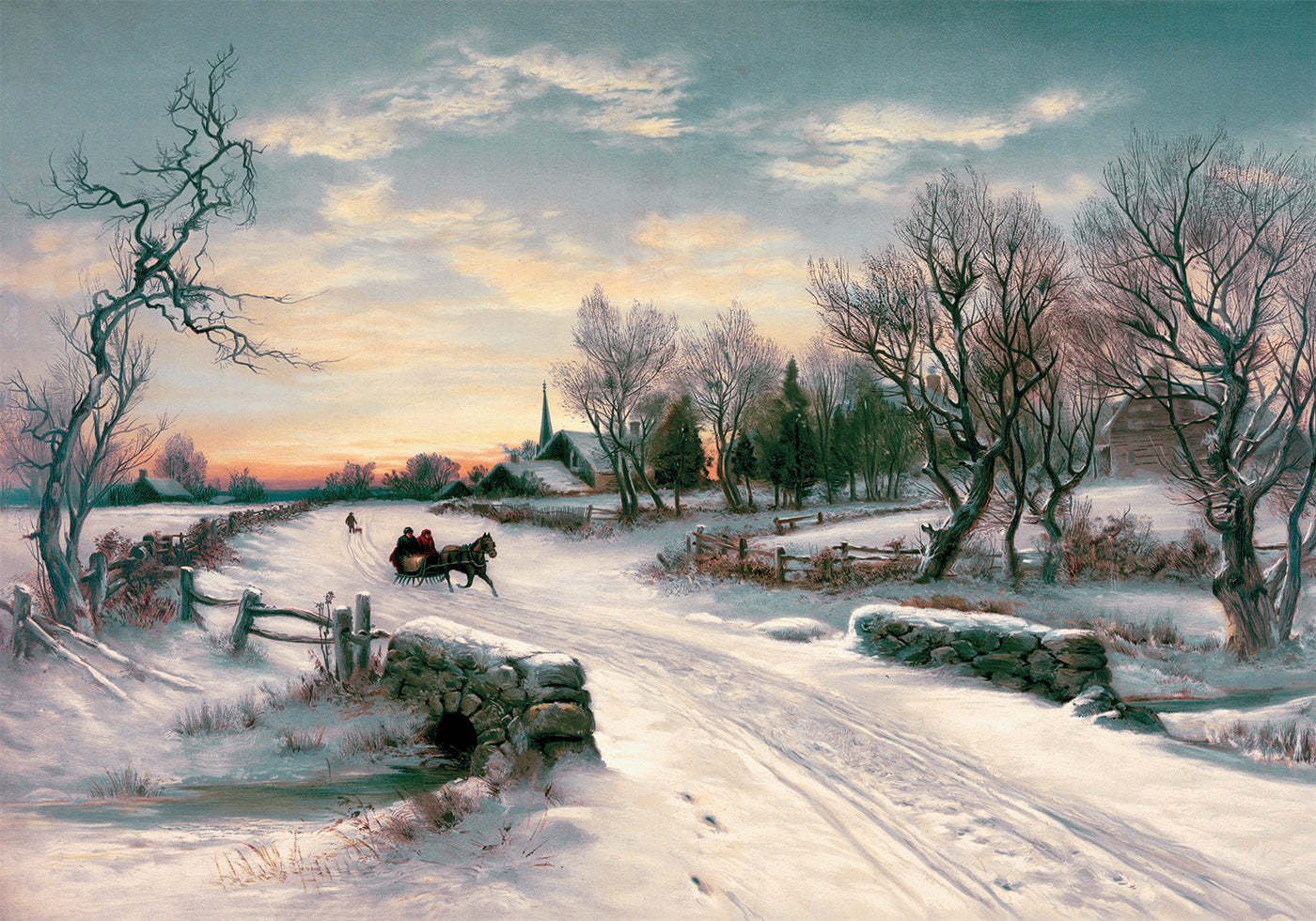 Pferd und Kutsche im Schnee Poster - Posterbox.dk