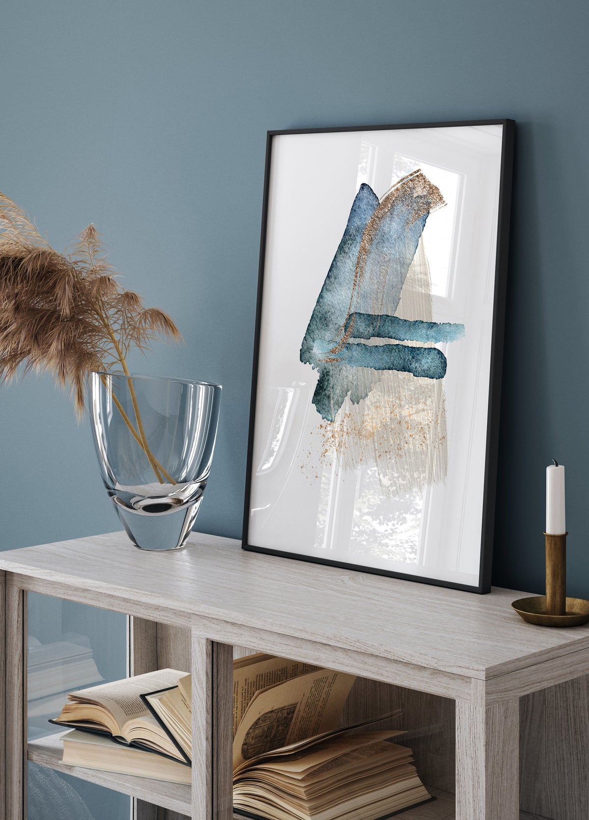 Moderne blaue Goldstriche
