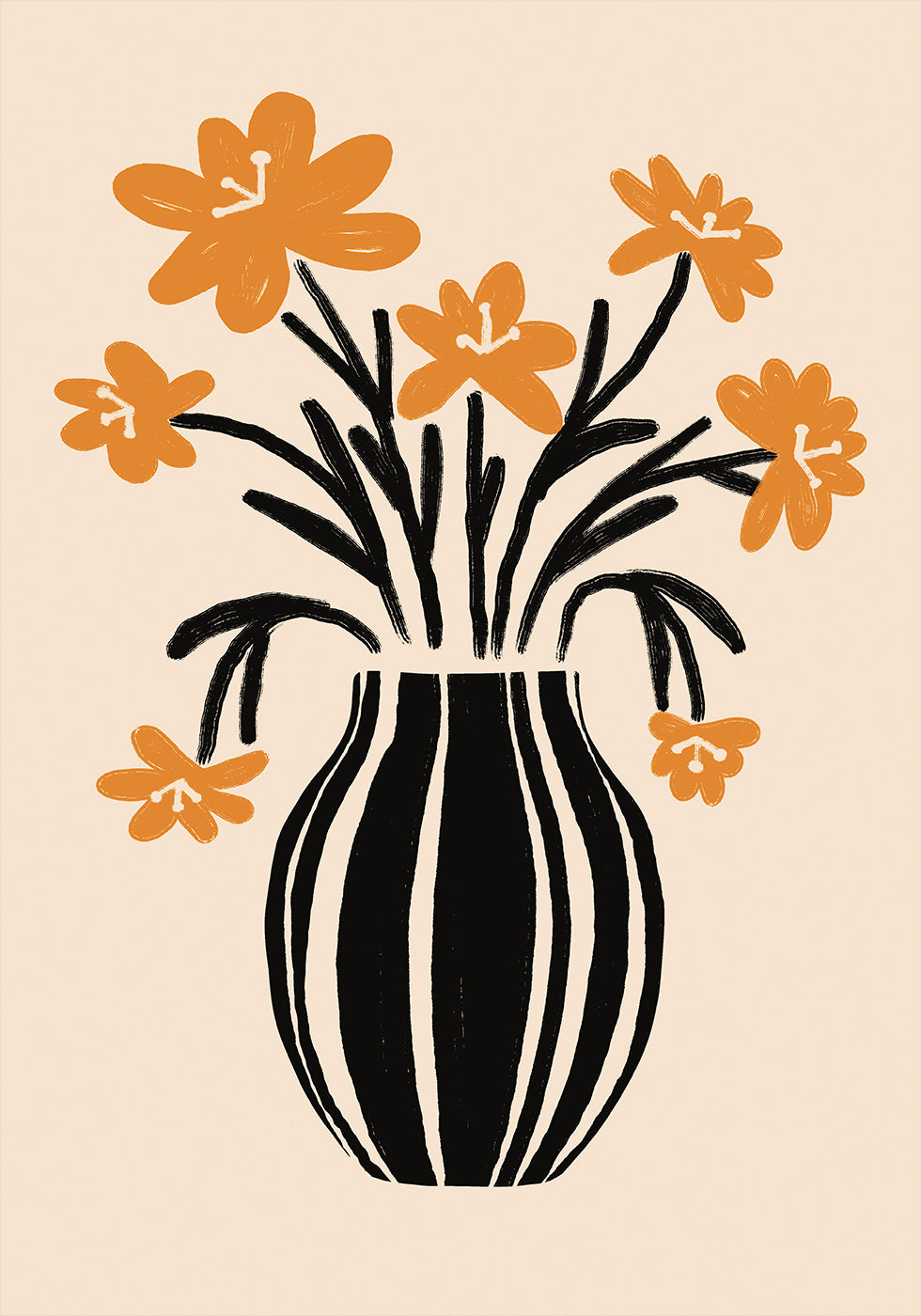 Orange Vase Flowers Plakat - Posterbox