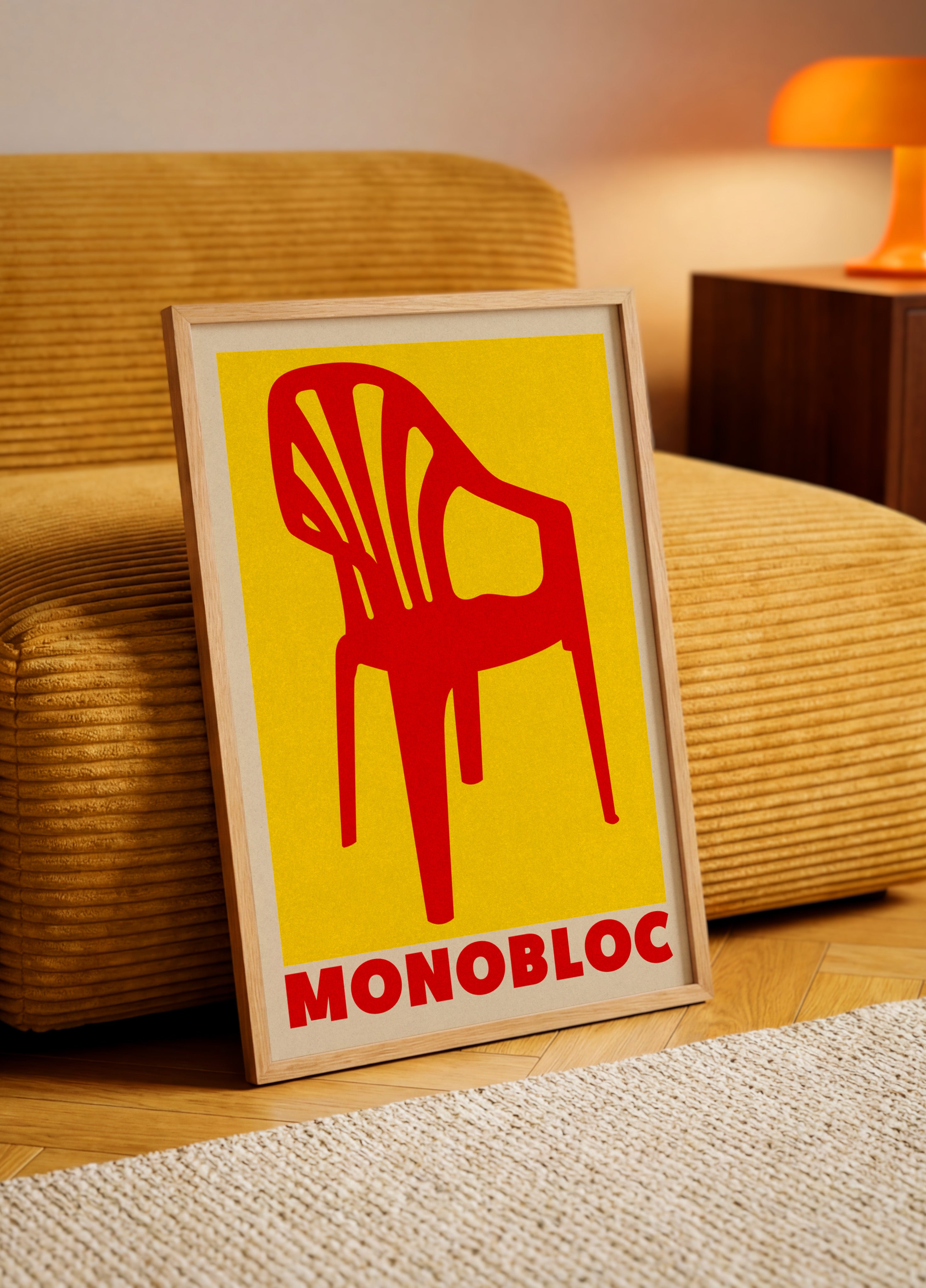 Roter Monoblock-Stuhl