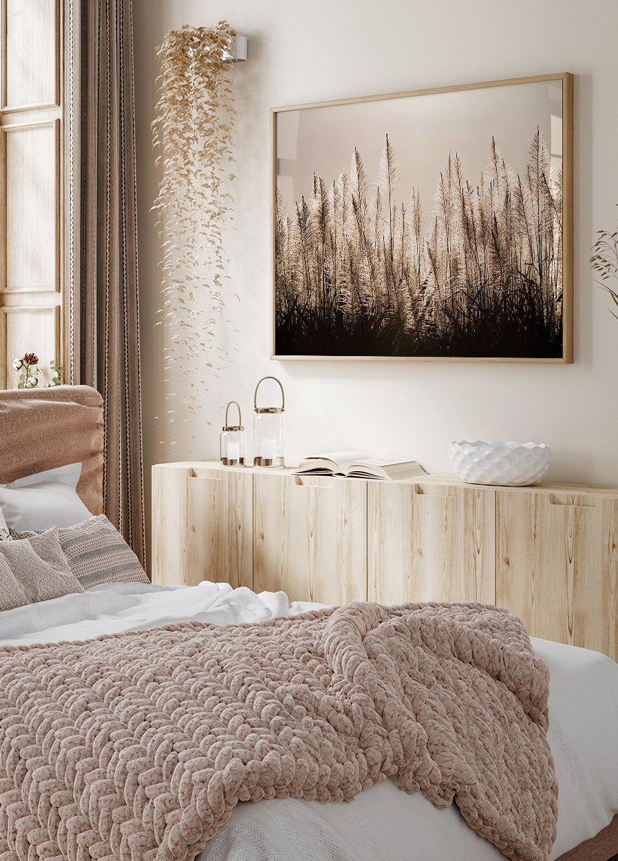 Zuckerrohrfedern bei Sonnenuntergang Poster - Posterbox.dk