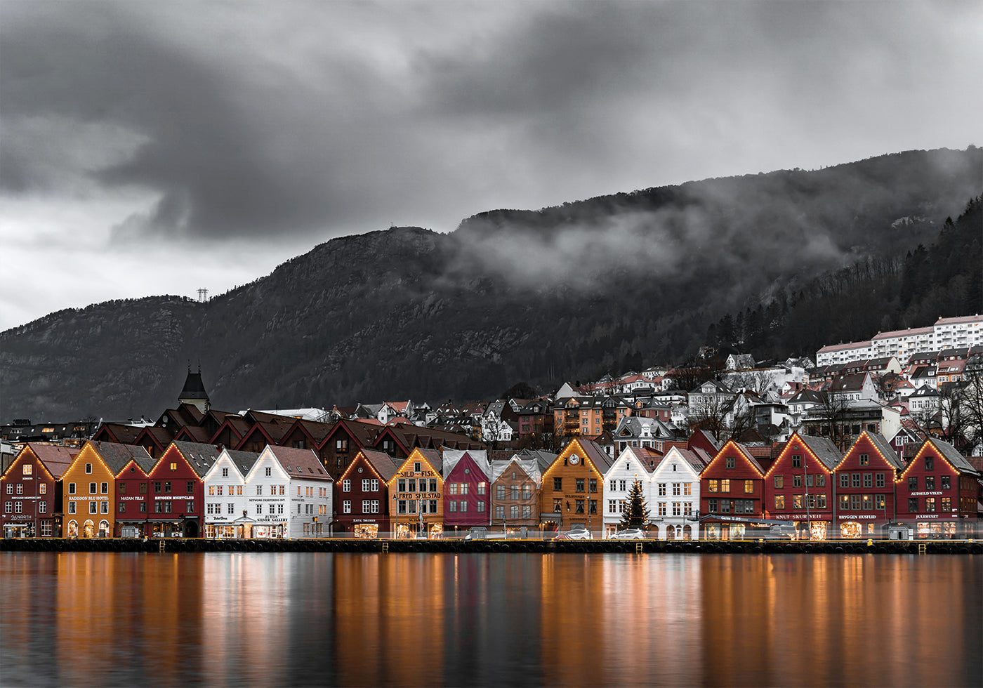 Ansicht von Bryggen, Norwegen Poster - Posterbox.dk