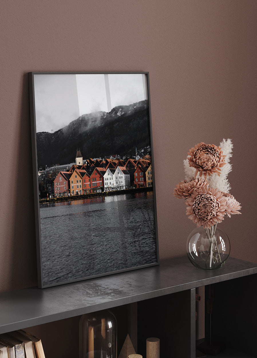 Ansicht von Bryggen, Norwegen Porträtposter - Posterbox.dk