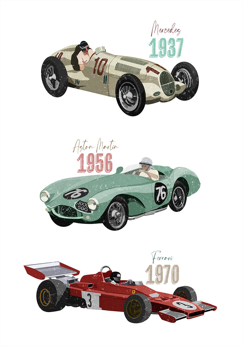 Vintage Racecars Plakat - Posterbox
