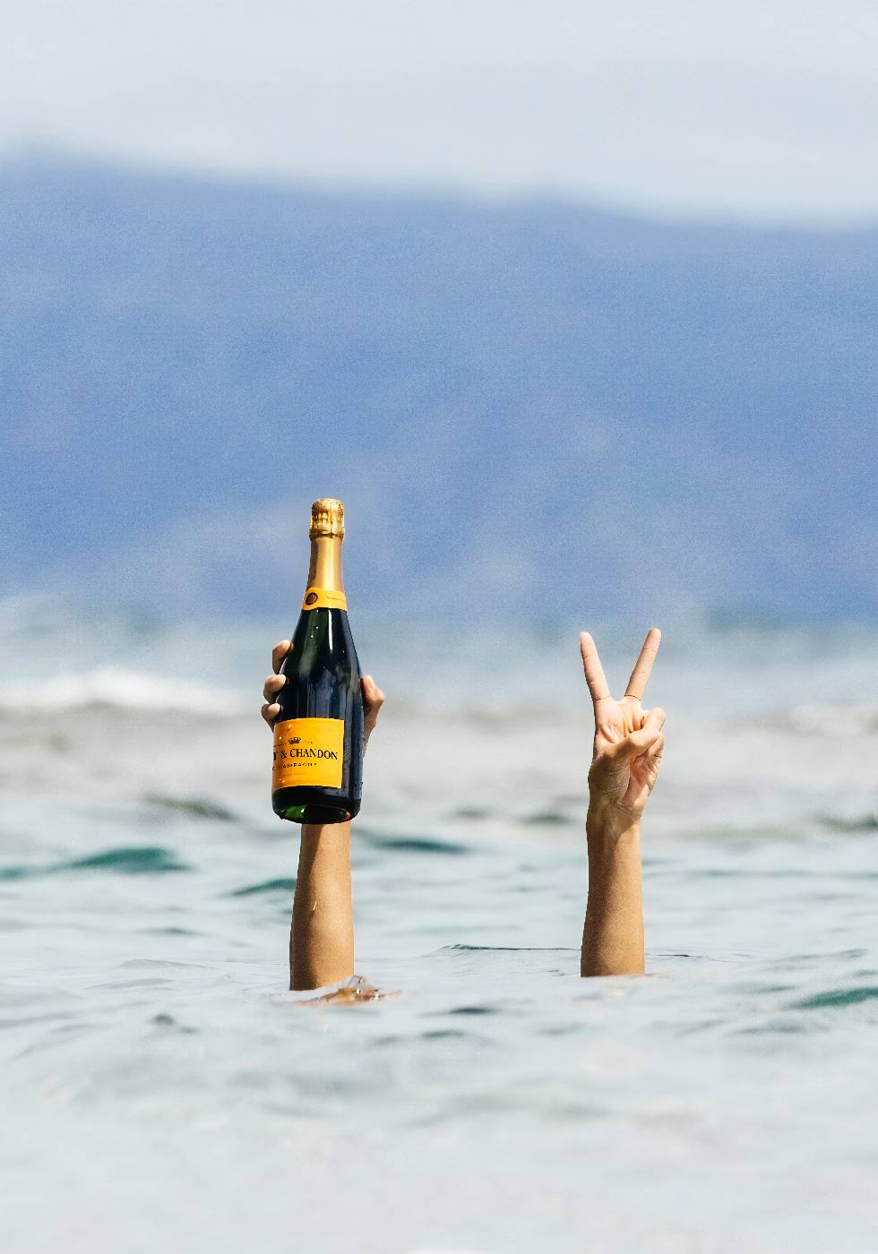 Frau mit Wein am Strand Poster - Posterbox.dk