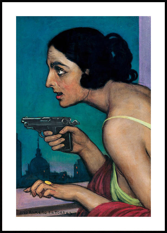 Frau mit einer Waffe Vintage Poster - Posterbox.dk
