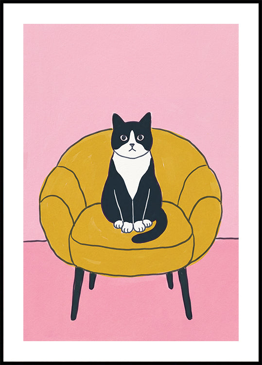 Black Cat Yellow Chair (NEW) - Posterbox