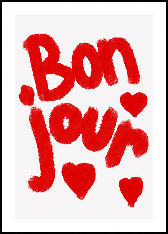 Bonjour Hearts Plakat - Posterbox
