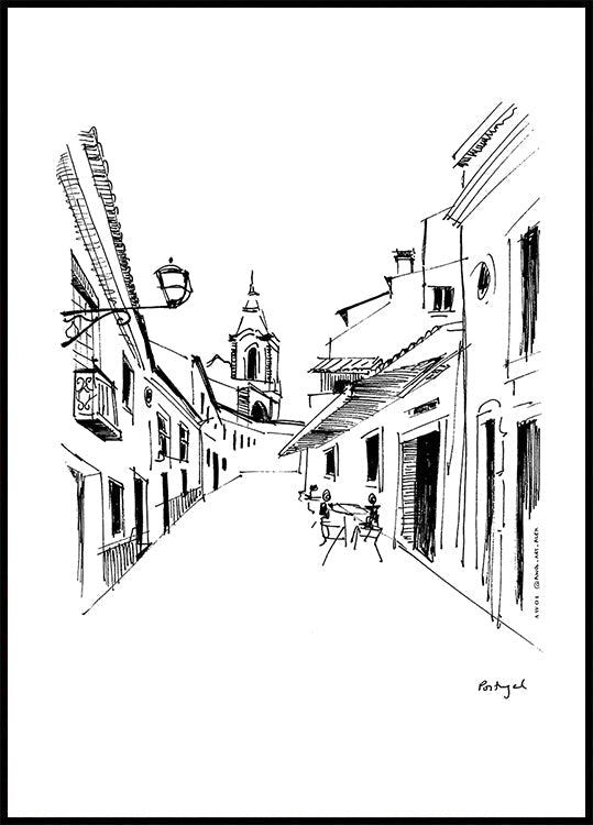 Waking Up In Portugal, Travel Sketch Plakat - Posterbox