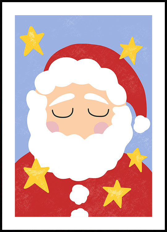 Santa Claus with Stars Plakat - Posterbox