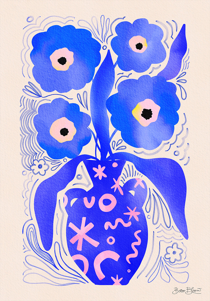 Blue Flowers Matisse Homage Plakat - Posterbox