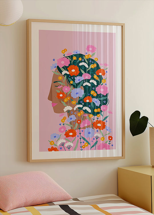 Colourful Flower Lady Plakat - Posterbox