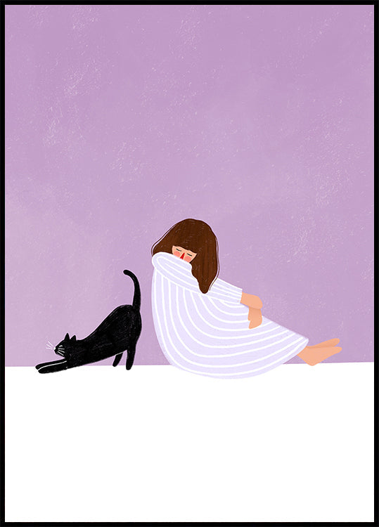 Girl and Cat Plakat - Posterbox