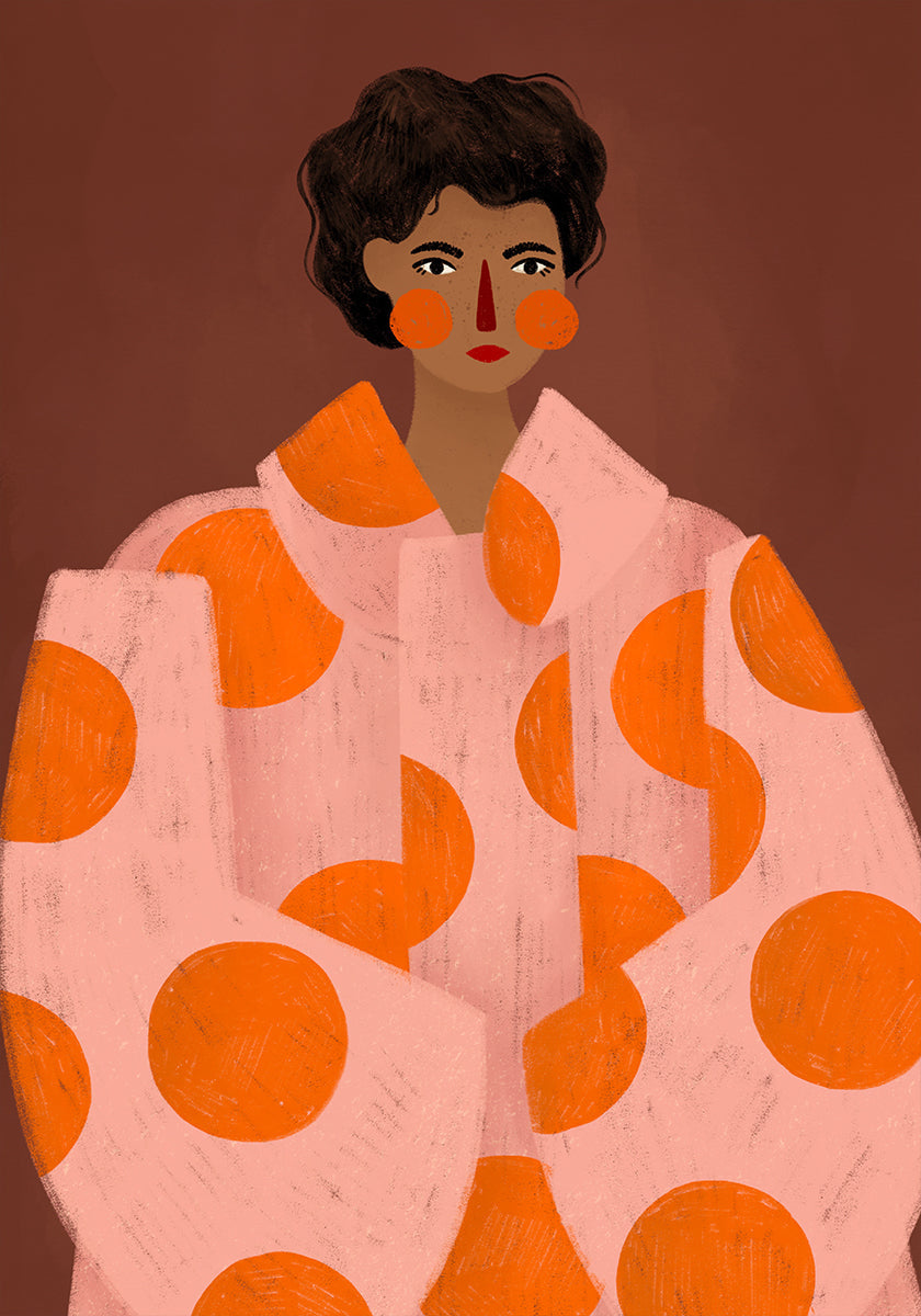 Woman With Orange Dots Plakat - Posterbox