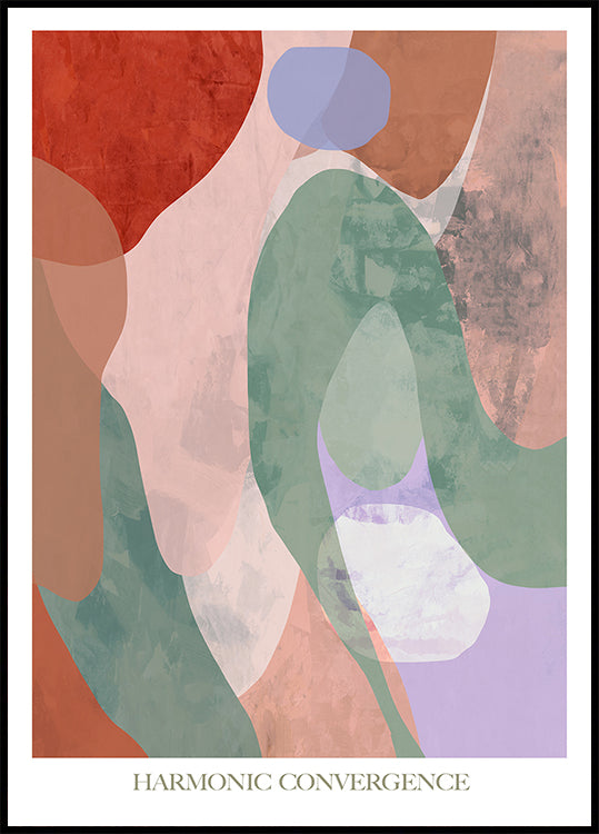 Das Bild ist ein abstraktes Kunstwerk mit einer harmonischen Farbpalette und organischen Formen.