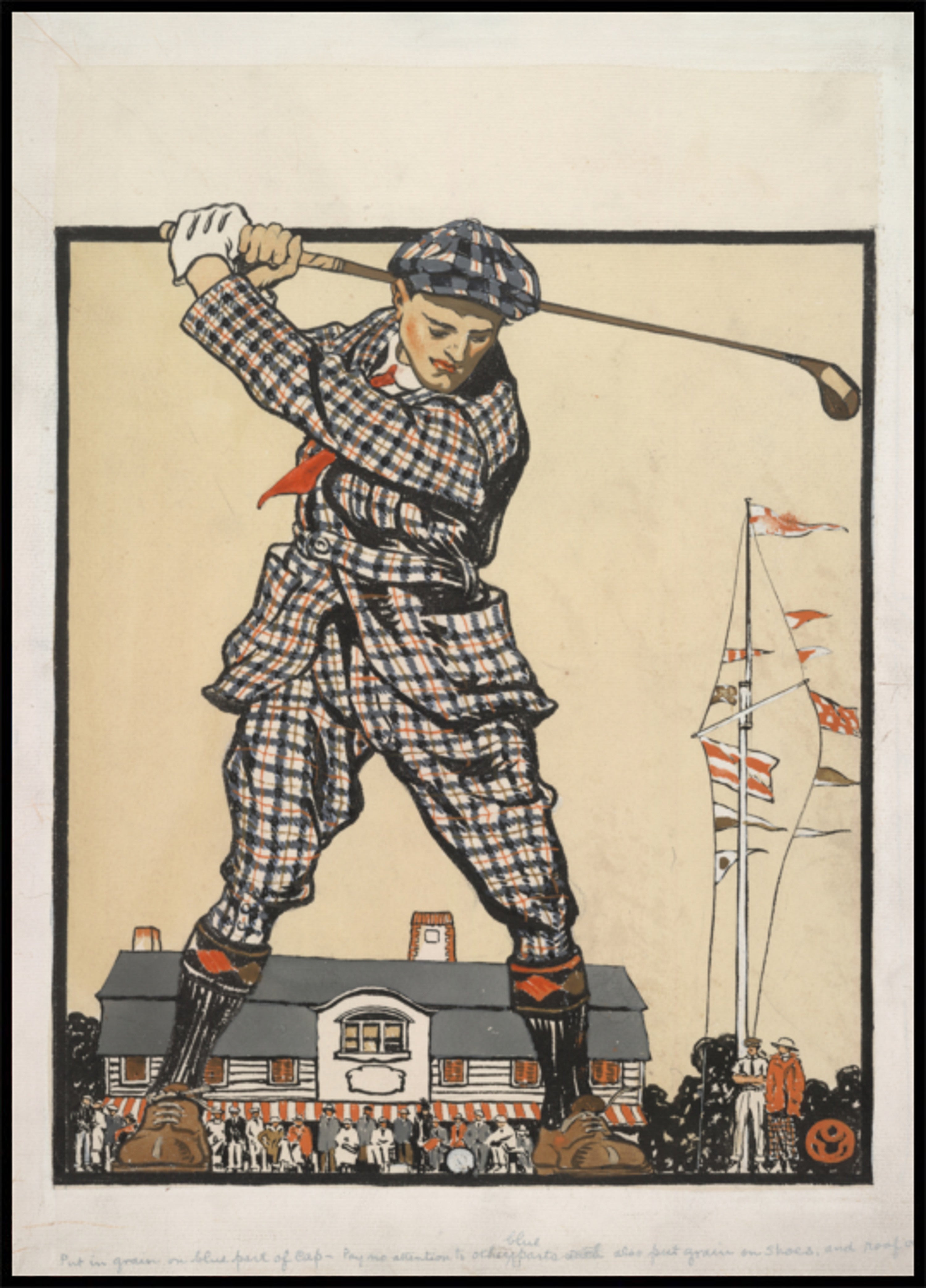 Mann schwingt Golfschläger (1915)