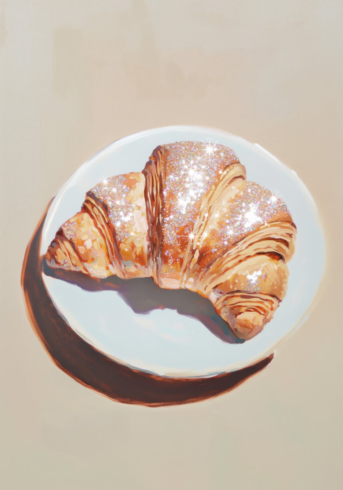 Prickelndes Croissant auf einem Teller