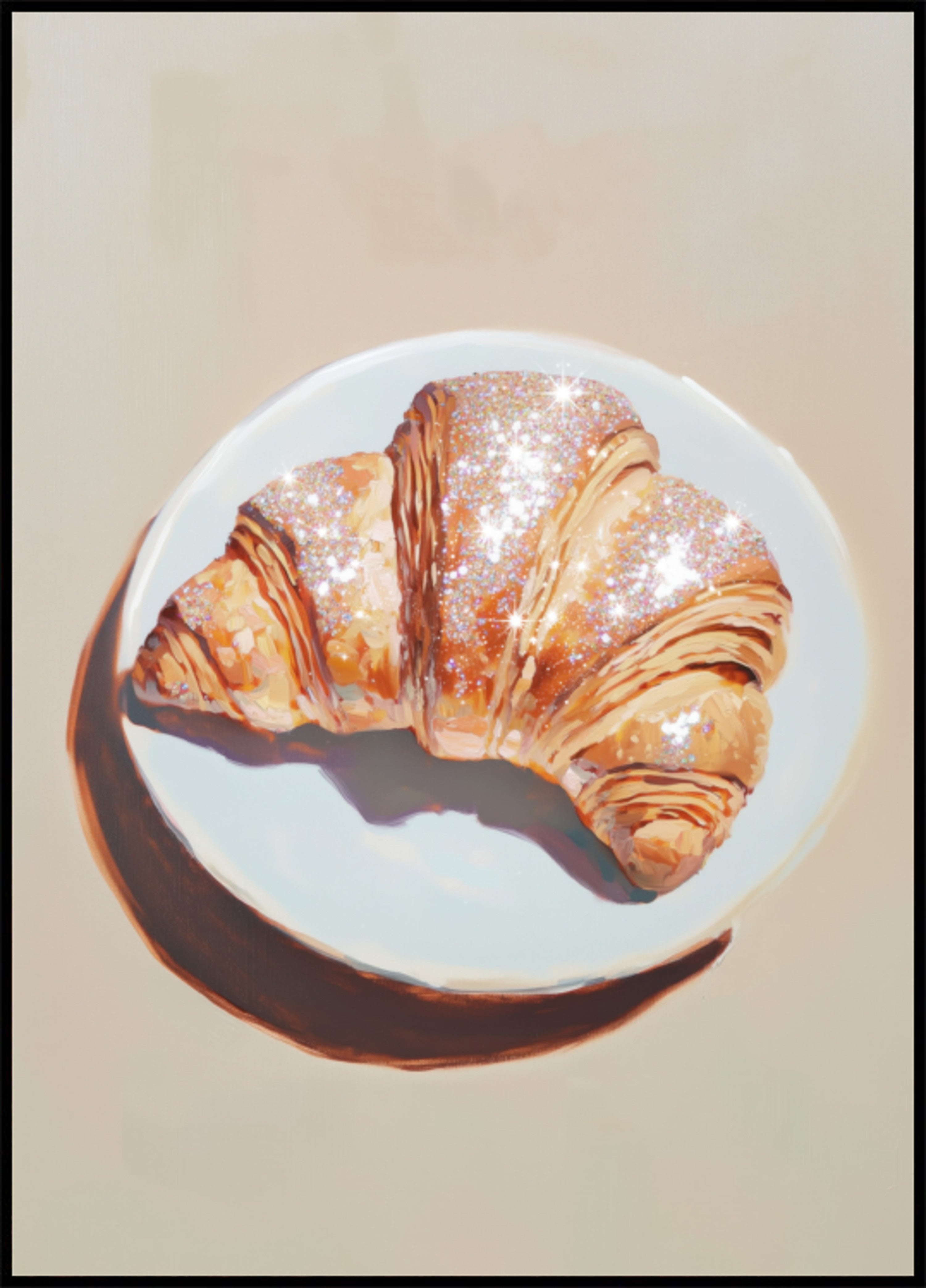 Prickelndes Croissant auf einem Teller