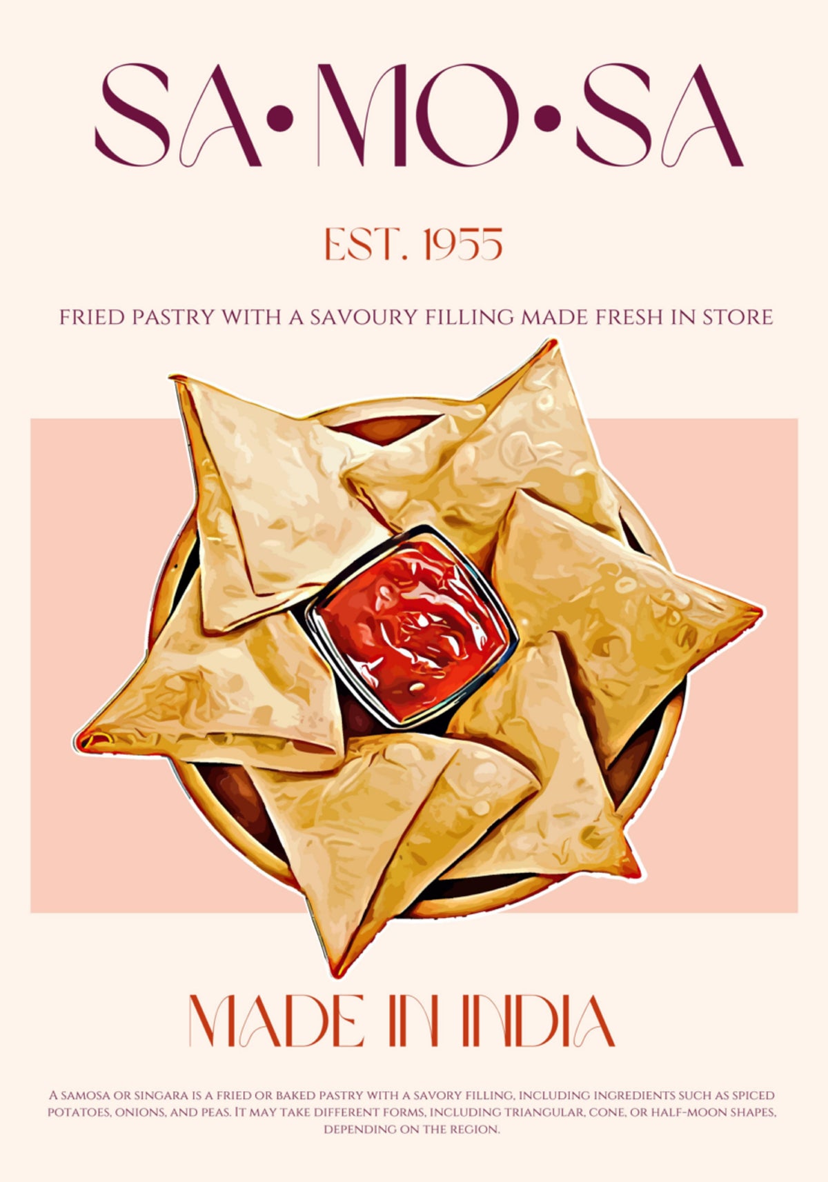 Goldene Samosas mit Dip