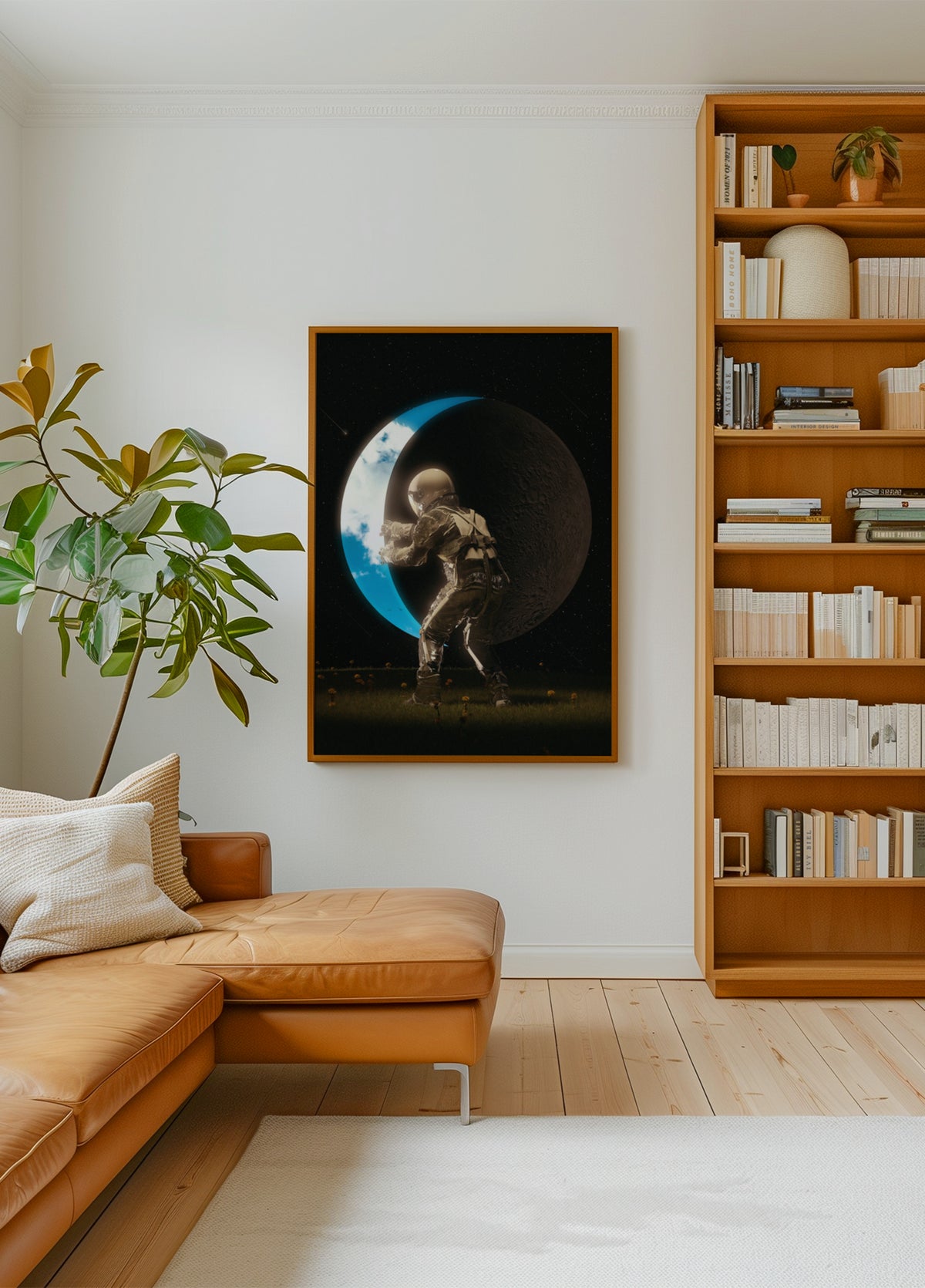 Astronaut hält den Mond